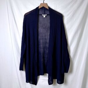 Coldwater Creek Open Front Open Knit Cardigan Navy Blue Size 1X Lightweight